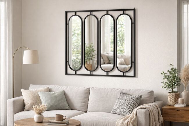 Swivel Black Metal Mirror