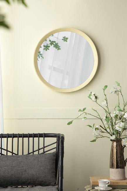Porthole Mango Cream Wood Wall Mirror