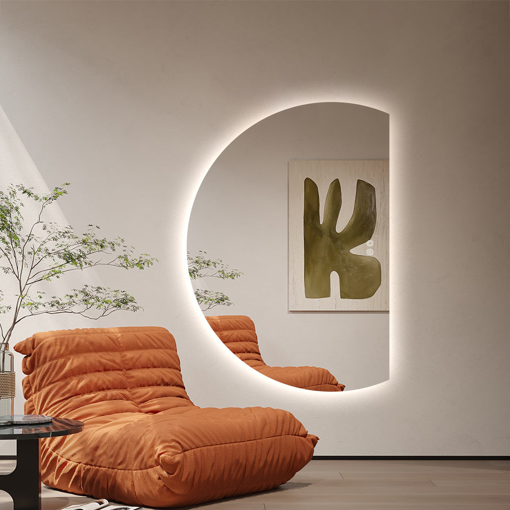 Right Cut Moon LED Mirror 77cm x 110cm Frameless Backlit Wall Mirror