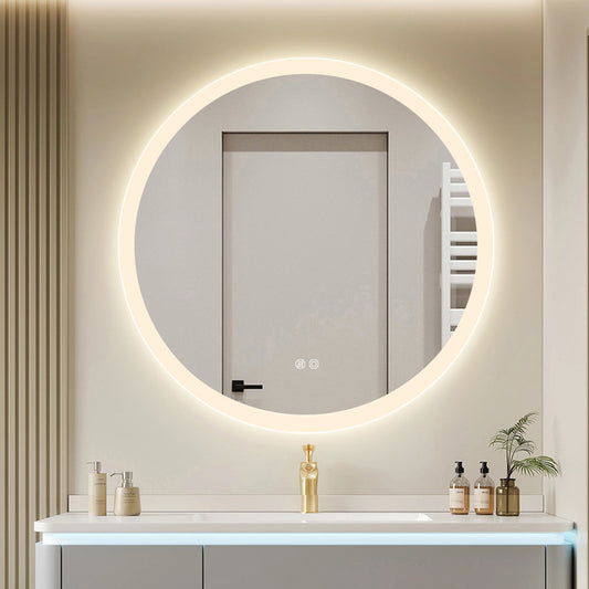 Round LED Mirror 60cm Frosted Defogger Dimmable 30mm Strip