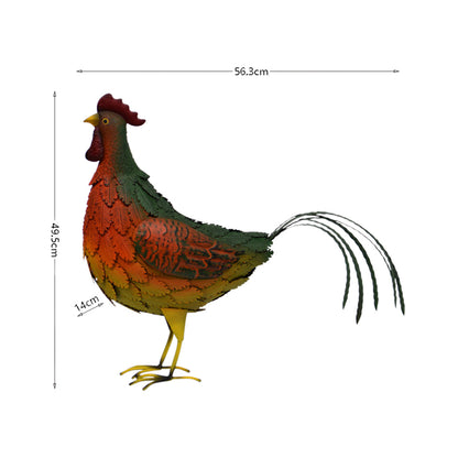 Colourful Metal Chook Ornament 56x49cm - Image 4
