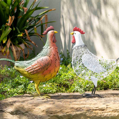 Colourful Metal Chook Ornament 56x49cm - Image 5