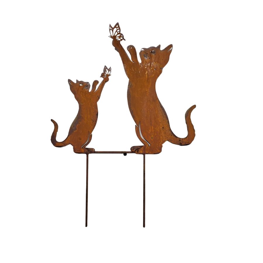 Rust Cat & Kitten Garden Stake 43cm - Image 3
