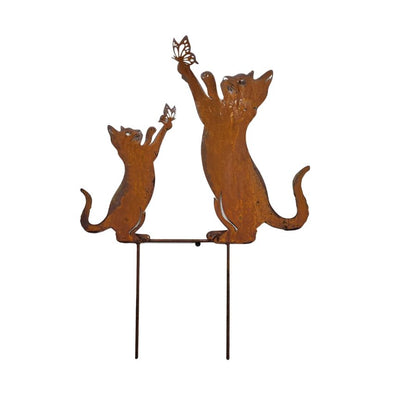 Rust Cat & Kitten Garden Stake 43cm - Image 3