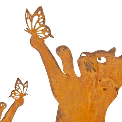 Rust Cat & Kitten Garden Stake 43cm - Image 4
