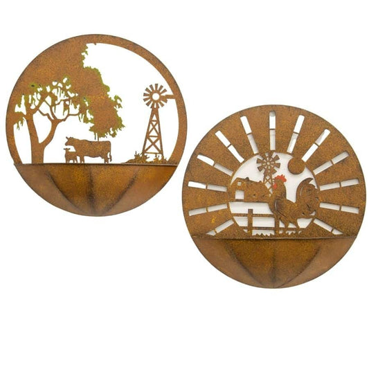 Set 2 Asst Farm Scene Wall Planters 39x40cm - Image 2