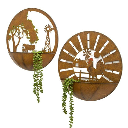 Set 2 Asst Farm Scene Wall Planters 39x40cm - Image 3