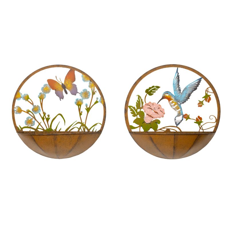 Set 2 Asst Dragonfly + Butterfly Wall Planters 39cm - Image 2