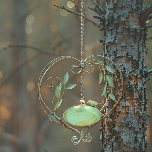 Hanging Green Heart-Shape Birdfeeder - Image 2