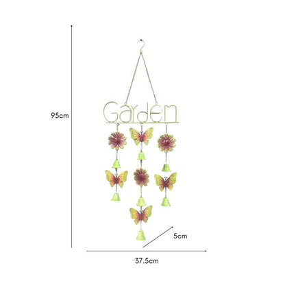 Hanging 'Garden' Sign w Butterflies + Bells 95cm - Image 3