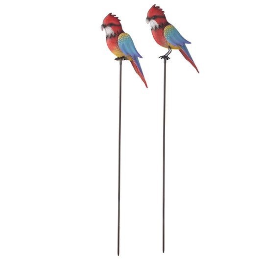 Set 2 Asst Parrots On Stakes 78cm