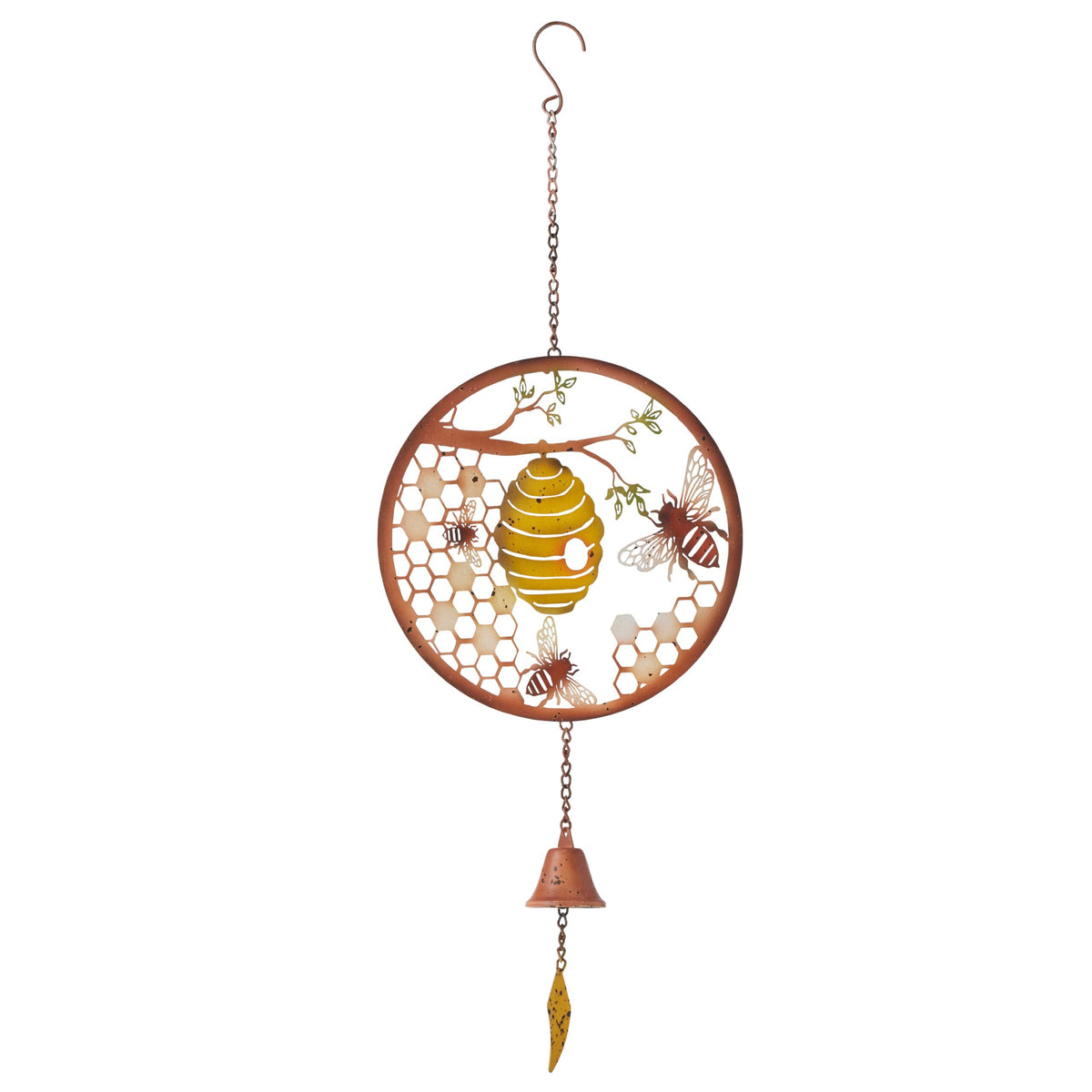Round Hanging Coloured Bee Hive Bell 64cm