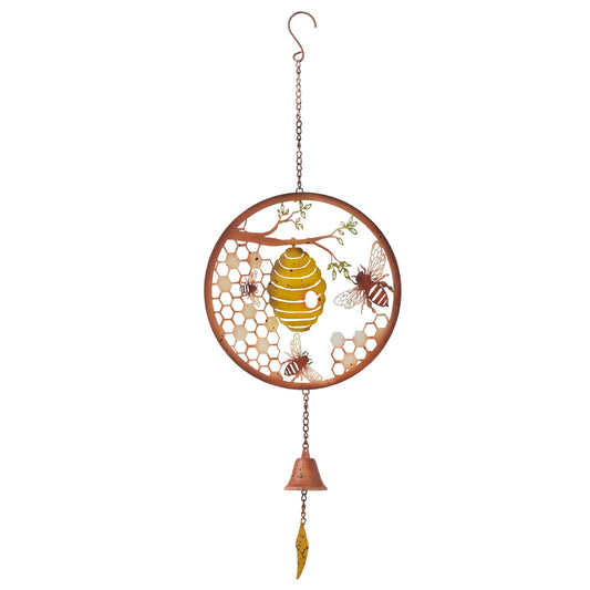 Round Hanging Coloured Bee Hive Bell 64cm