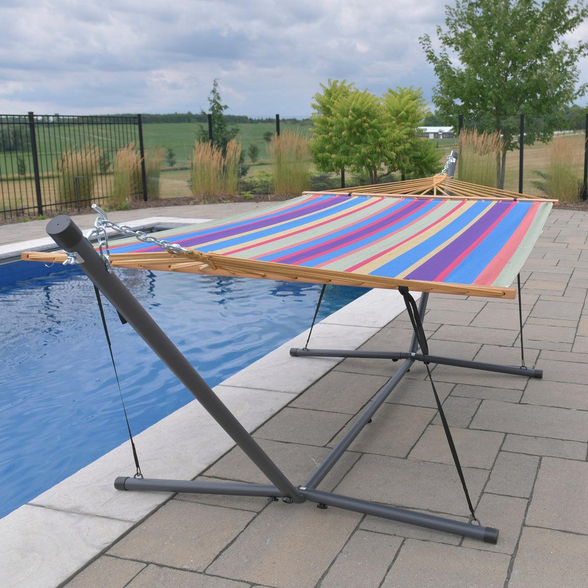 Vivere Steel Spreader Bar Hammock Stand (370 cm) - Charcoal
