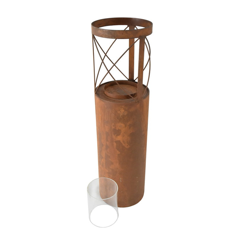 Rust Round Pillar Candle Holder 55cm - Image 3