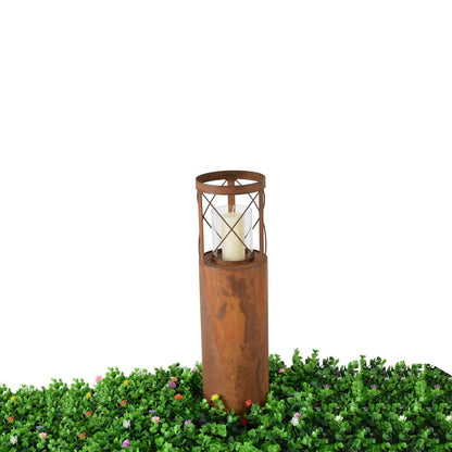 Rust Round Pillar Candle Holder 55cm - Image 2