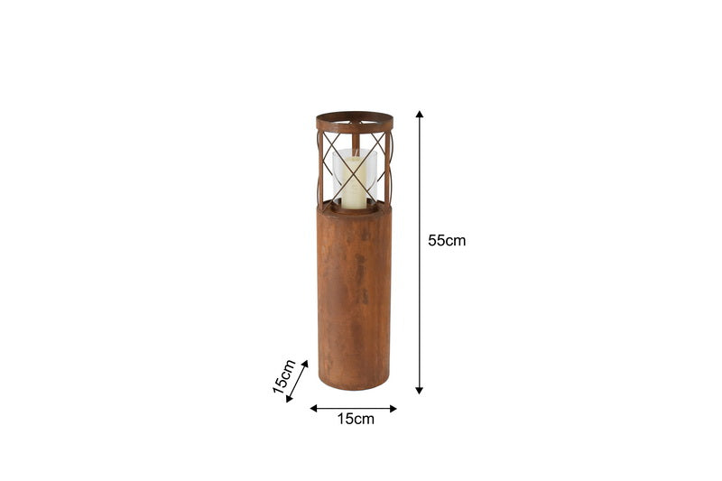 Rust Round Pillar Candle Holder 55cm - Image 5