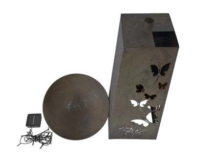 Set 2 Nested Butterfly Pillar Planters w Solar Led Lights 82cm, 68cm - Image 3