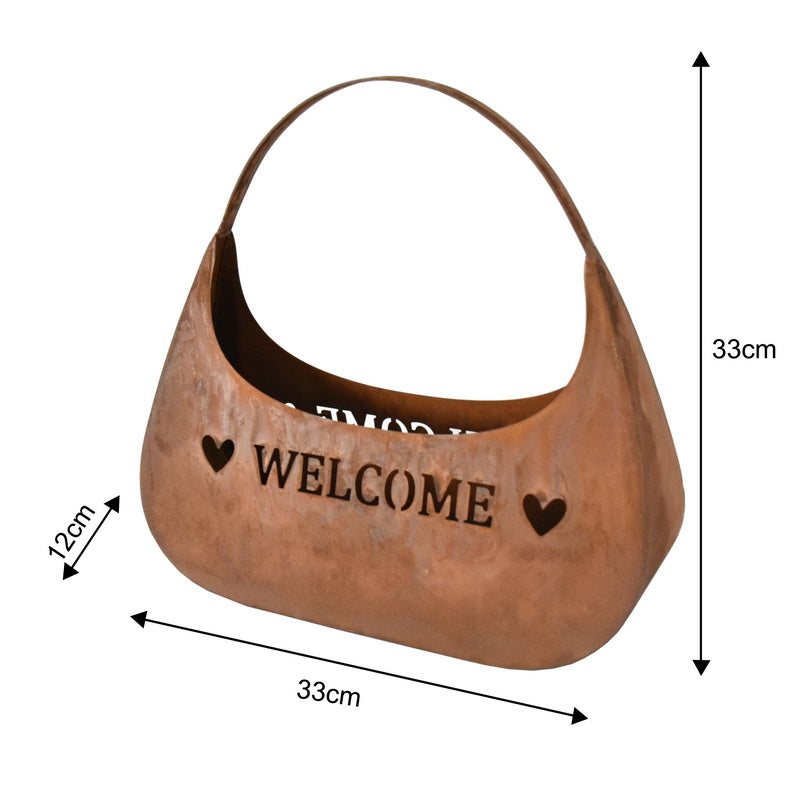 Welcome' Bag Planter / Decorative Storage 33cm - Image 3