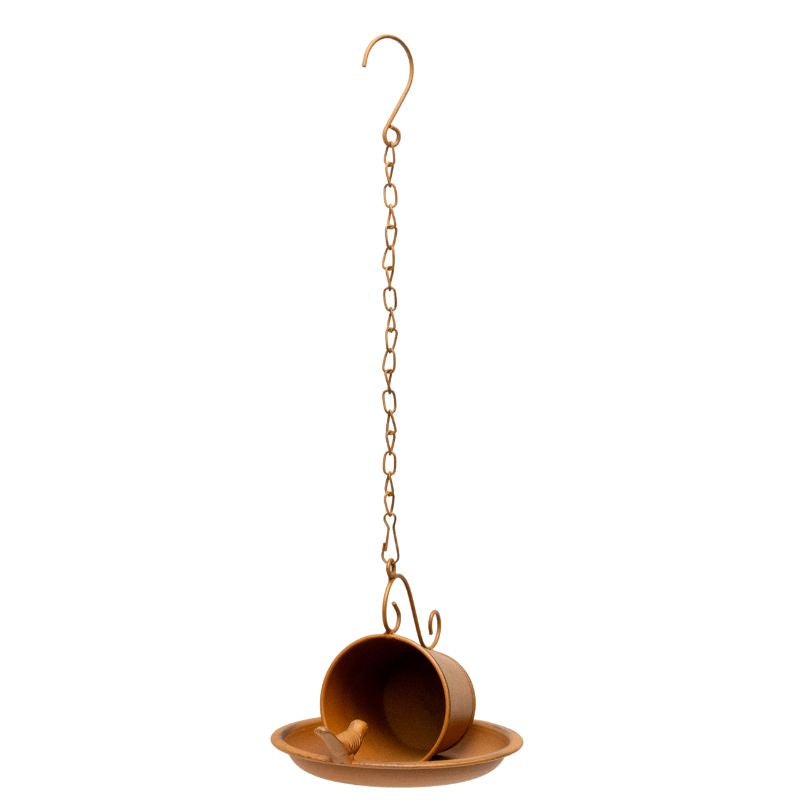 Rust-Look Hanging Cup + Saucer Birdfeeder 45cm - Image 2