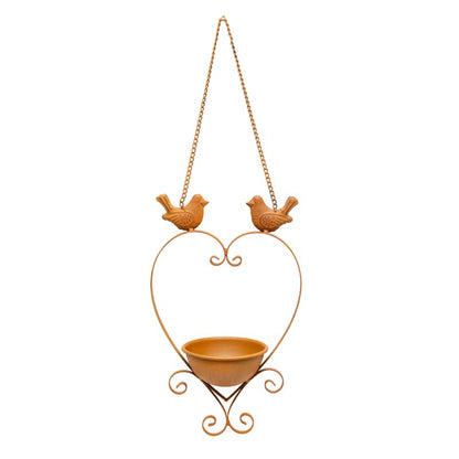 Hanging Heart w Birdfeeder + 2 Birds 34cm