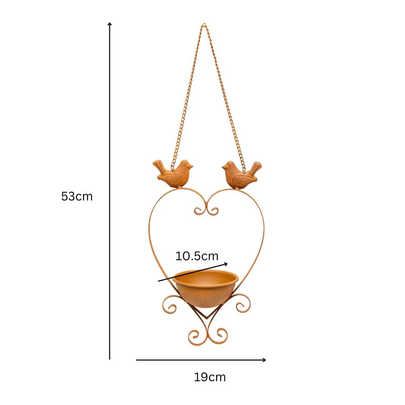 Hanging Heart w Birdfeeder + 2 Birds 34cm - Image 4