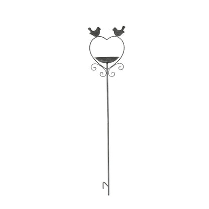 Heart w Birdfeeder + 2 Birds Garden Stake 100cm