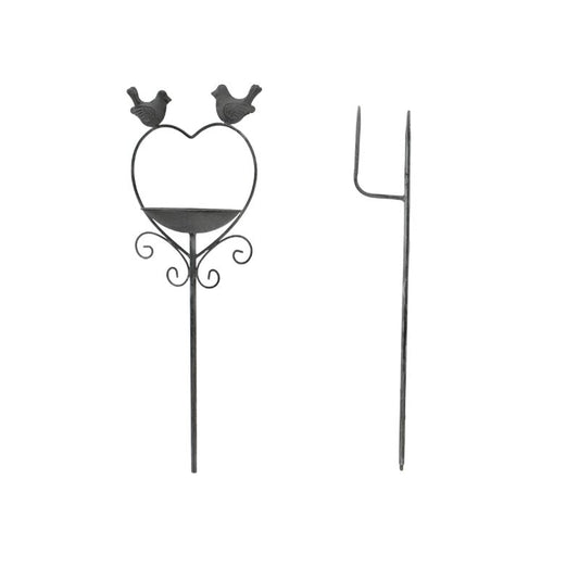 Heart w Birdfeeder + 2 Birds Garden Stake 100cm - Image 2