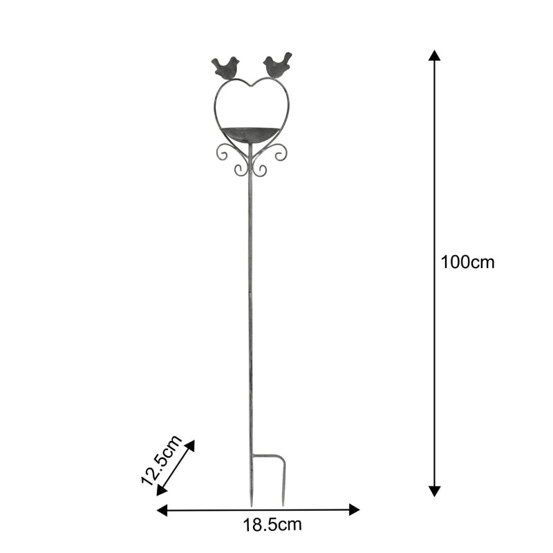 Heart w Birdfeeder + 2 Birds Garden Stake 100cm - Image 5