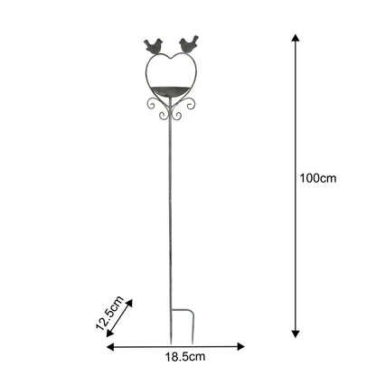 Heart w Birdfeeder + 2 Birds Garden Stake 100cm - Image 5