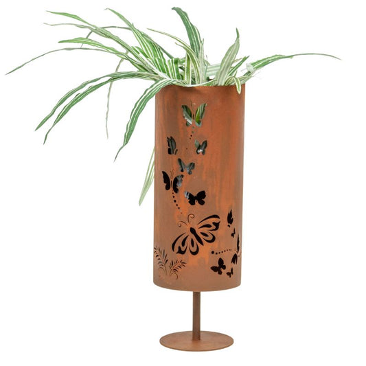 Rust Round Pillar Candle Holder 26cm