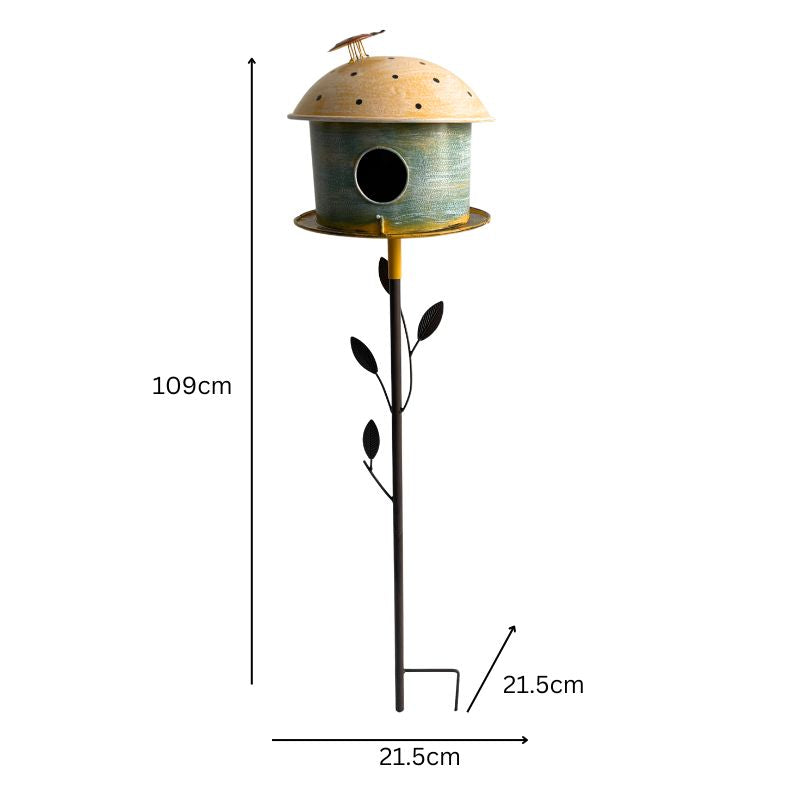 Birdhouse w Leaf on Leafy Garden Stake 42cm - Image 4