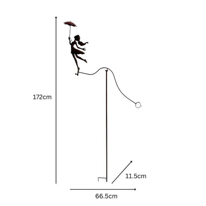 Girl w Red Umbrella Spinner / Balancing Garden Stake 67cm - Image 2