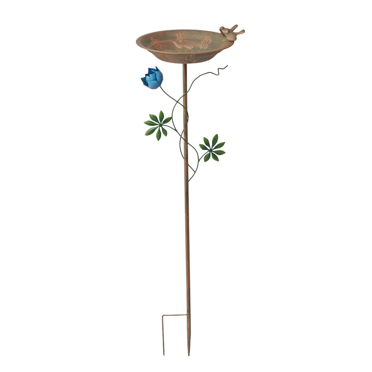Birdbath W Daisy On Stake cm