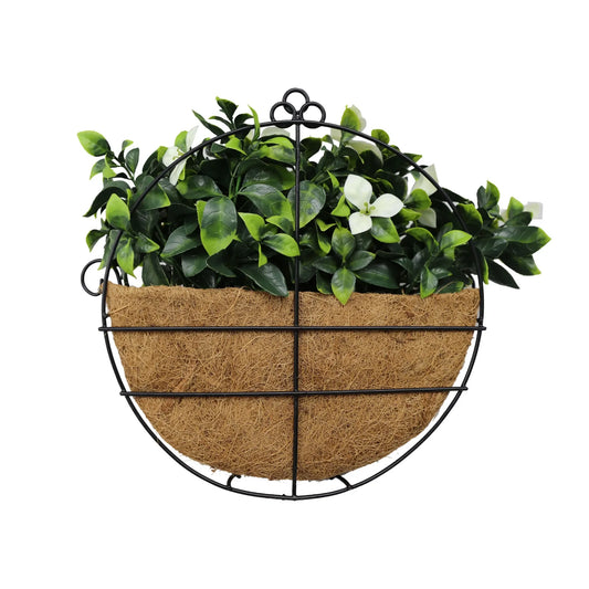 Artificial Wall Basket - Flowering White Jasmine Basket 20cm x 30cm