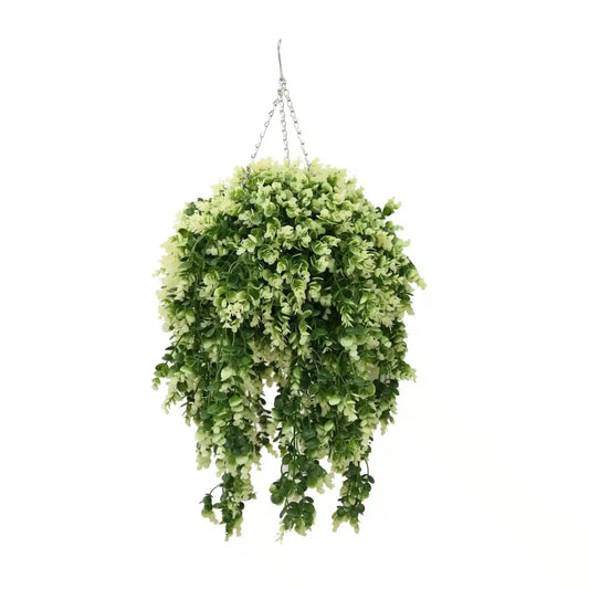 Artificial Spring Evergreen Hanging Basket UV Resistant 43cm - Image 2
