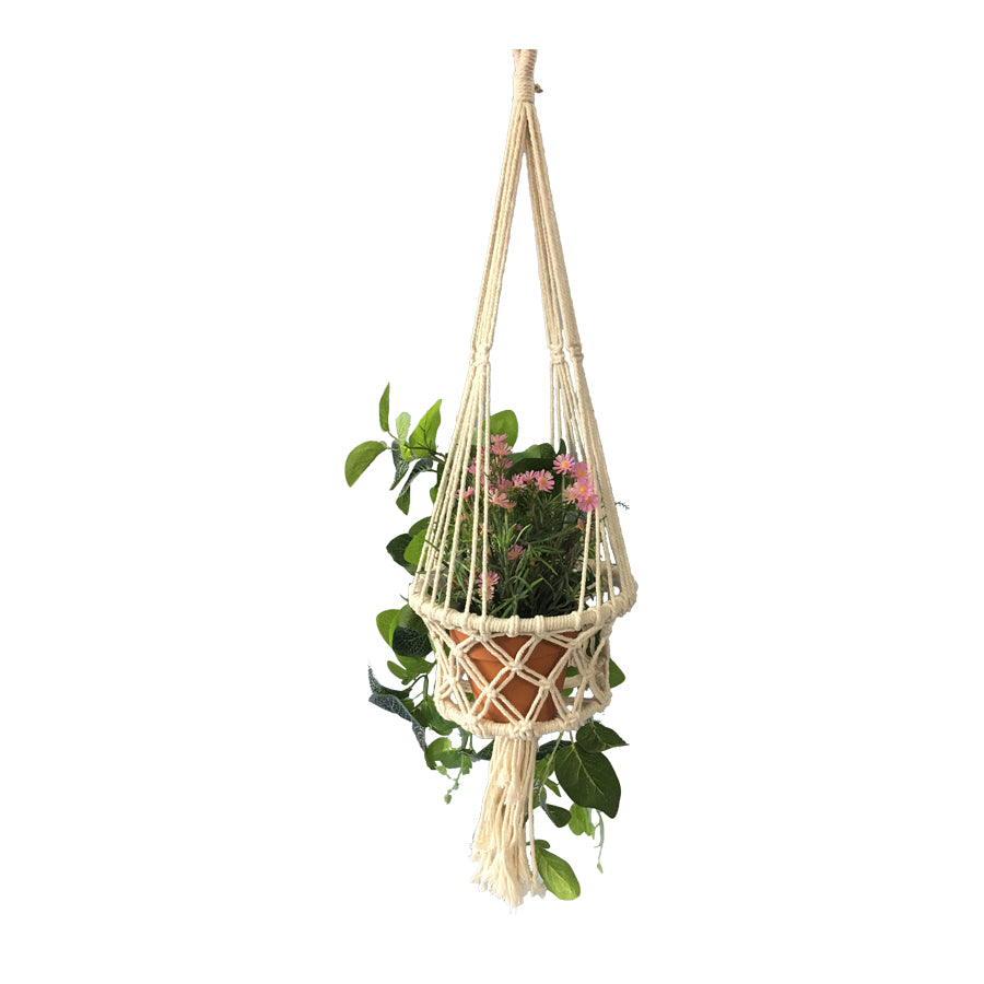 Macrame Potplant Hanger W Tassel 22x75cm