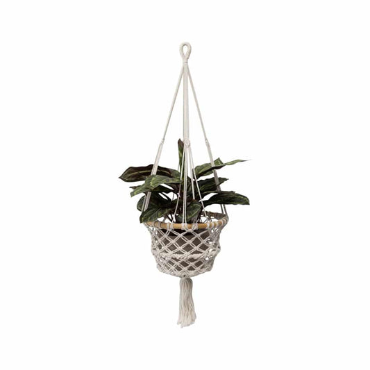 Handcrafted Macrame W Timber Potplant Hanger 28x90cm - Image 2