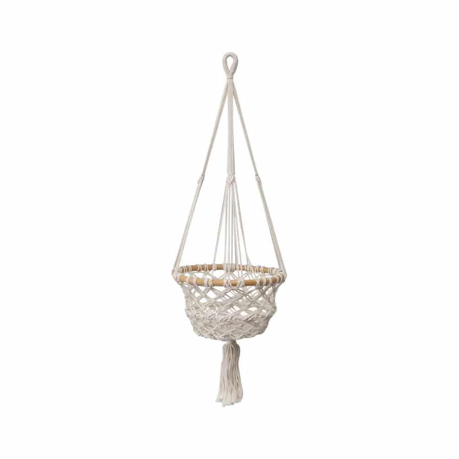 Handcrafted Macrame W Timber Potplant Hanger 28x90cm