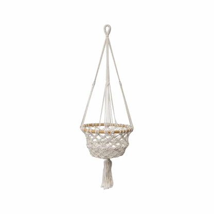 Handcrafted Macrame W Timber Potplant Hanger 28x90cm