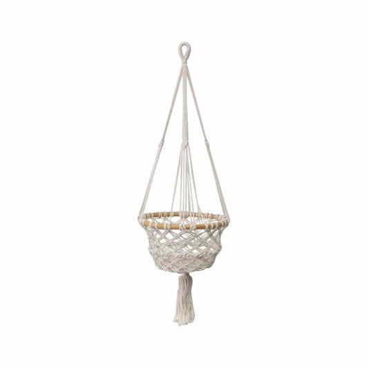 Handcrafted Macrame W Timber Potplant Hanger 28x90cm