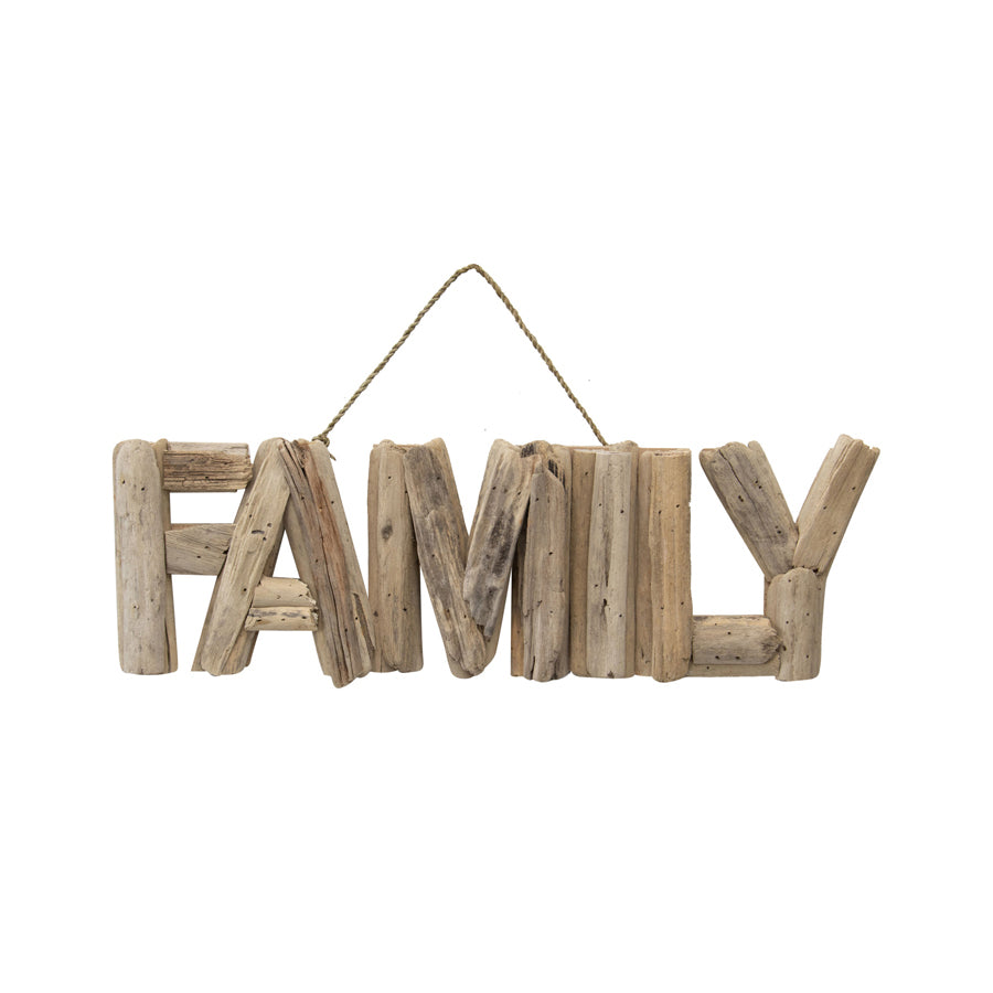 Hand-Made Driftwood 'Family' Wall Art 50x4cm