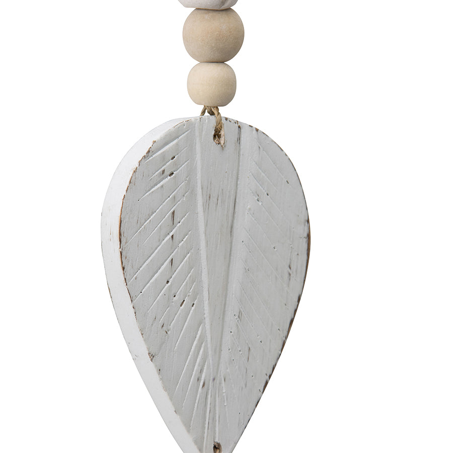 Handcrafted Hanging 3-Leaf Mobile with Beads & Tassel 8x105cm - Image 3