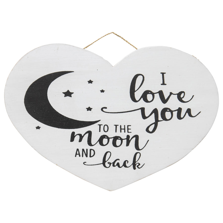 Handcrafted 'Love You to the Moon' Heart Wall Art 20x2cm