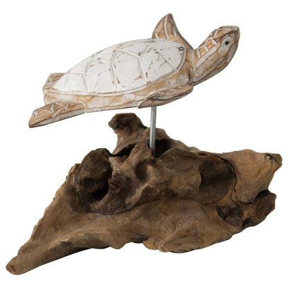 Handcarved Turtle on Driftwood Base 10x15cm - Image 2