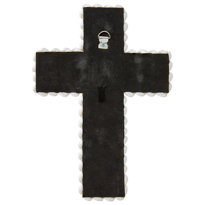 Handcrafted Shell & Narrow Weave Border Wall Hanging Cross 30x3cm - Image 4