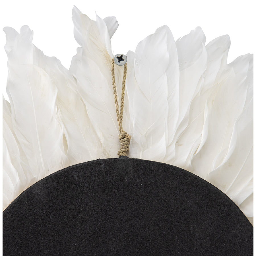 Handcrafted Round Hanging Feather & Shell Wall Art 40x40cm - Image 4