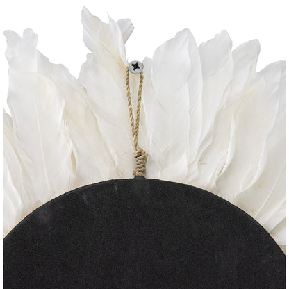 Handcrafted Round Hanging Feather & Shell Wall Art 40x40cm - Image 4