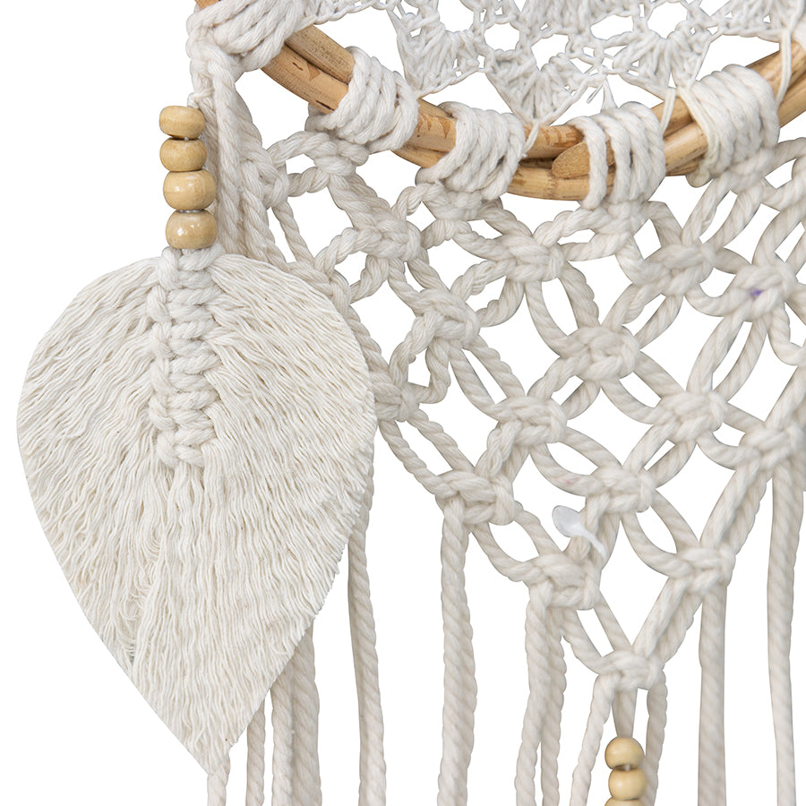 Handcrafted Boho Dream Catcher Leaf-Shaped Tassels 24x70cm - Image 3