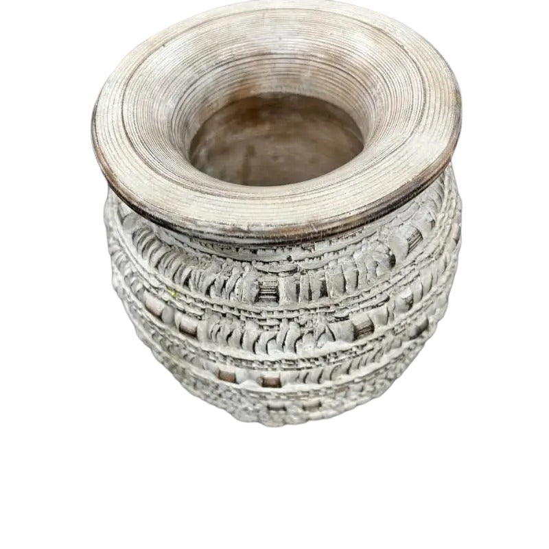 Handcrafted Natural Distressed Wooden Vase 29cm - Image 2